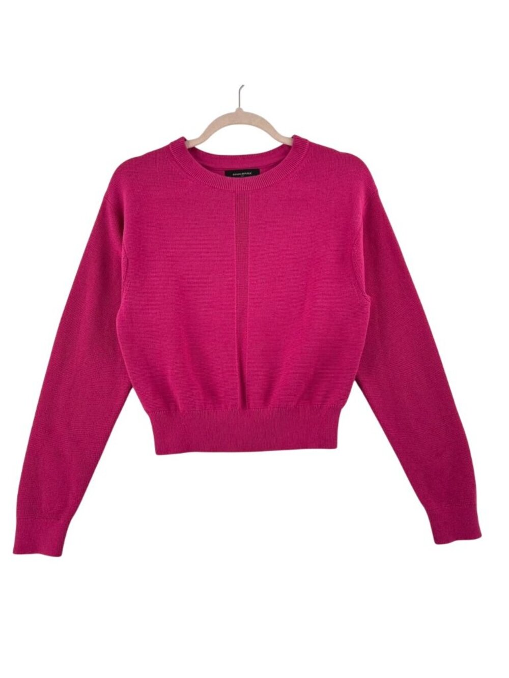Banana Republic Sweater Women's XS Ultra Deep Pink Ribbed Pullover Crewneck NWT